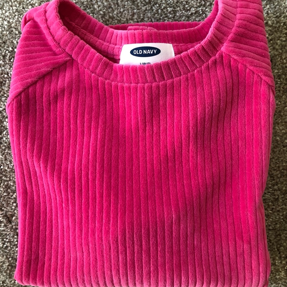 Old Navy Long Sleeve Pink Solid Crewneck Sz 10-12